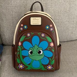 Loungefly Brown and Cream Kids Backpack with Blue and Green Design